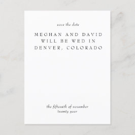 Cartão Postal De Anúncio Moderno Preto Mínimo Elegante Simples Salve A Data