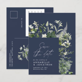 Cartão Postal De Anúncio Moderno rustico eucalipto botânico elegante azul