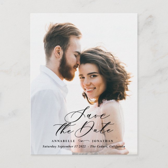 Cartão Postal De Anúncio Moderno script elegante foto botânica aquarela   (Frente)