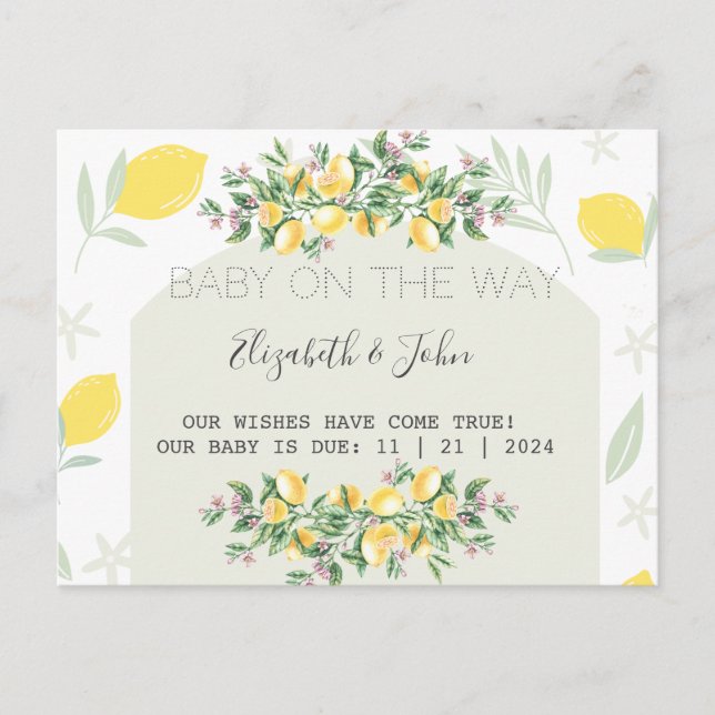 Cartão Postal De Anúncio Moldura de limões em aquarela (Frente)