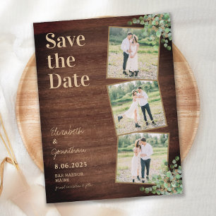 Cartão Postal De Anúncio Molécula rustica de madeira Eucalyptus Collage Sav