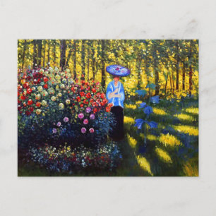 Cartão Postal De Anúncio Monet Woman com Parasol no Jardim