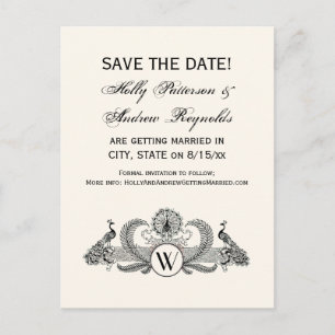 Cartão Postal De Anúncio Monograma de Pavões Antigos Marfim BG