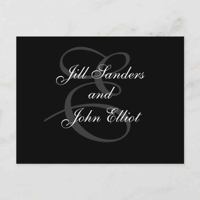 Cartão Postal De Anúncio Monograma E Primeiros Nomes Salvar a Data (Frente)