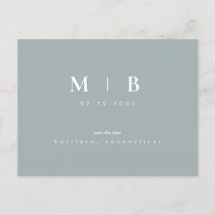 Cartão Postal De Anúncio Monograma Simples e Elegante em Pálido SeafoamSave