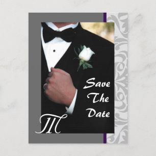 Cartão Postal De Anúncio Monogramo Tuxedo Groom Salvar o Cartão-Postal de D
