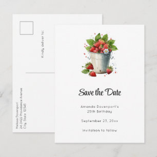 Cartão Postal De Anúncio Morangos em um Balde