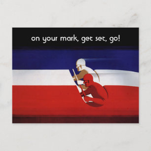 Cartão Postal De Anúncio Motoristas de Carros de Corrida Patrióticos Vintag