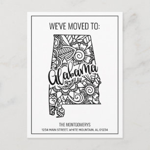 Cartão Postal De Anúncio Movemos Floral Mandala Alabama New Home