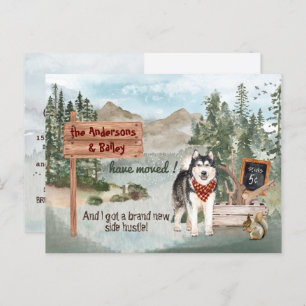 Cartão Postal De Anúncio Movendo o Cachorro Siberiano Woods Novo Endereço