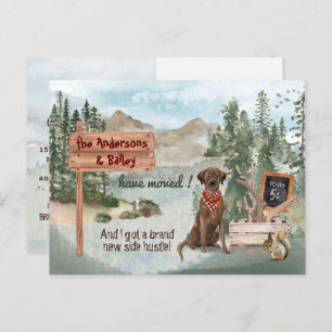 Cartão Postal De Anúncio Movendo o Chocolate Labrador Retriever Novo Endere