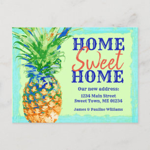 Cartão Postal De Anúncio Mover-se Home doce da casa tropical do abacaxi