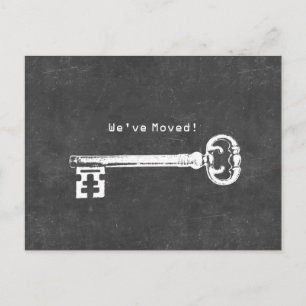 Cartão Postal De Anúncio Mover-se novo do endereço do quadro chave antigo