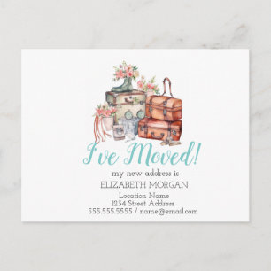 Cartão Postal De Anúncio Movi-me, Casas Florais de Aquarela