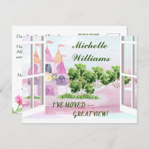 Cartão Postal De Anúncio Movi o Castelo de Watercolor do Orçamento