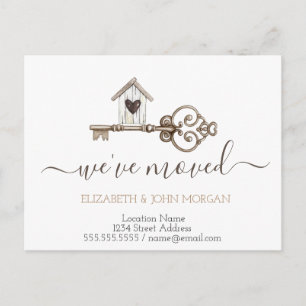 Cartão Postal De Anúncio Movi o novo endereço da Key Wood House