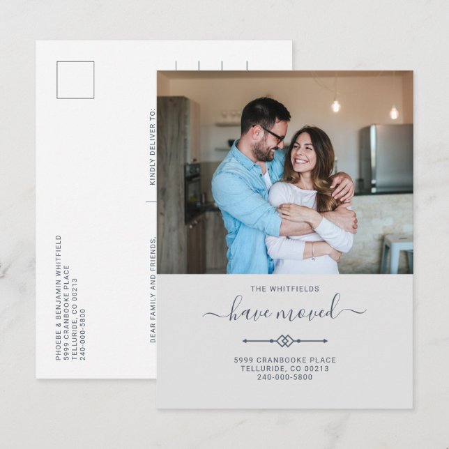 Cartão Postal De Anúncio Movimentamos a movimentação de fotos modernas do C (Frente/Verso)