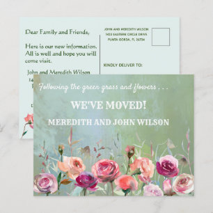 Cartão Postal De Anúncio Movimentamos a Movimentação Floral de Aquarela O