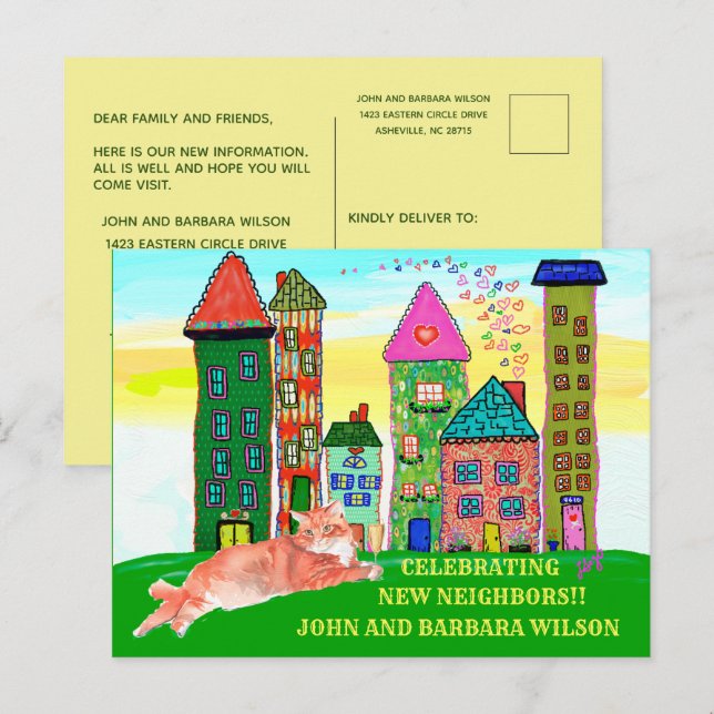 Cartão Postal De Anúncio Movimentamos casas de apartamentos de cidade orçad (Frente/Verso)