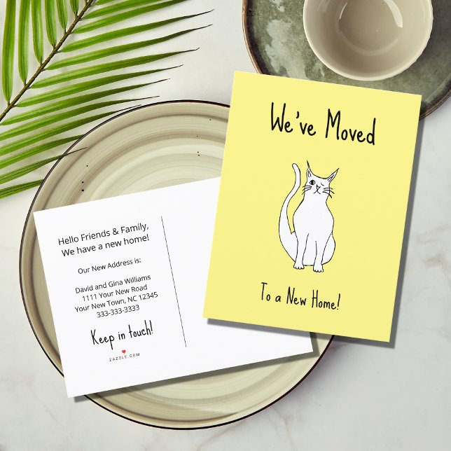 Cartão Postal De Anúncio Movimentamos Gato Vencedor Bonito Novo Amarelo par (Criador carregado)