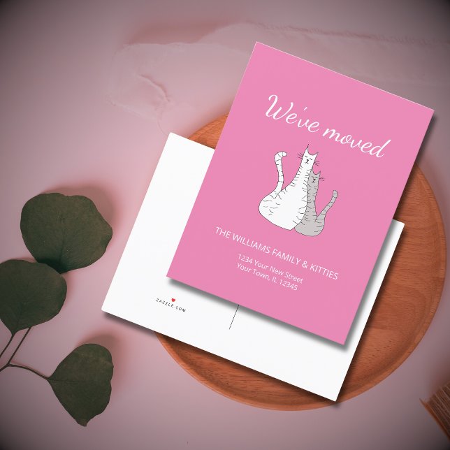 Cartão Postal De Anúncio Movimentamos Gatos Cachorros Rosa (Criador carregado)