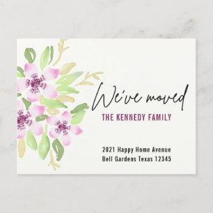 Cartão Postal De Anúncio Movimentamos Nova Movimentação Floral de Aquarel
