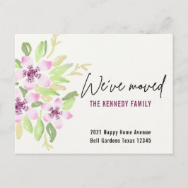 Cartão Postal De Anúncio Movimentamos Nova Movimentação Floral de Aquarela 