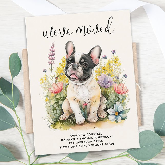 Cartão Postal De Anúncio Movimentamos o Cachorro Floral Francês Cachorro Ca (Criador carregado)