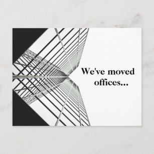 Cartão Postal De Anúncio Movimentamos o Office Business Black White Moving