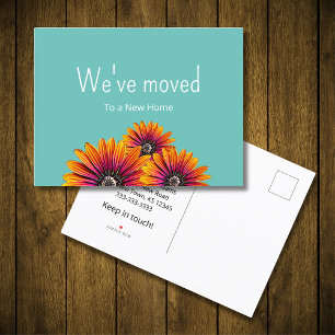 Cartão Postal De Anúncio Movimentamos Trendy Daisies Whimsical Teal