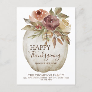 Cartão Postal De Anúncio Movimento Pumpkin Branco Floral Moderno