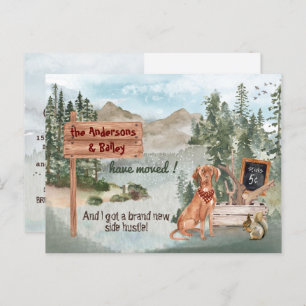 Cartão Postal De Anúncio Moving Vizsla Dog Woodland Pines Novo Endereço