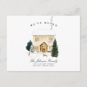 Cartão Postal De Anúncio Mudamos a Casa de Natal de Natal de inverno de Fér