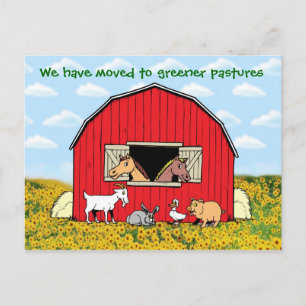 Cartão Postal De Anúncio Mudámos com animais de criação Novo endereço