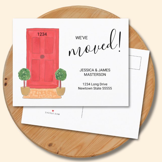 Cartão Postal De Anúncio Mudamos de Endereço Cano da Porta Vermelha (Criador carregado)