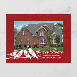 Cartão Postal De Anúncio Mudamos - Red Home Sweet Home Birds em um Limb