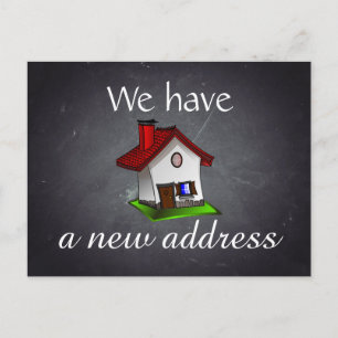 Cartão Postal De Anúncio Mudança de conselho de giz do conselho de endereço