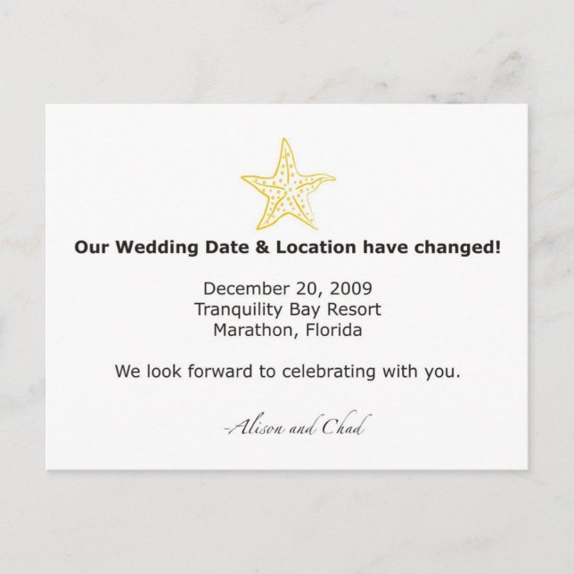 Cartão Postal De Anúncio Mudança de data - Alison (Frente)