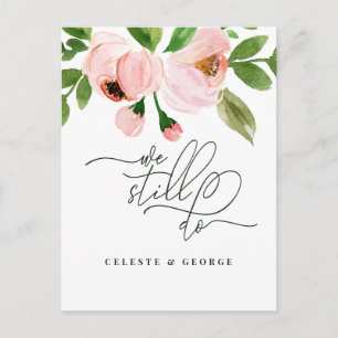 Cartão Postal De Anúncio Mudança de data de casamento floral em aquarela ro