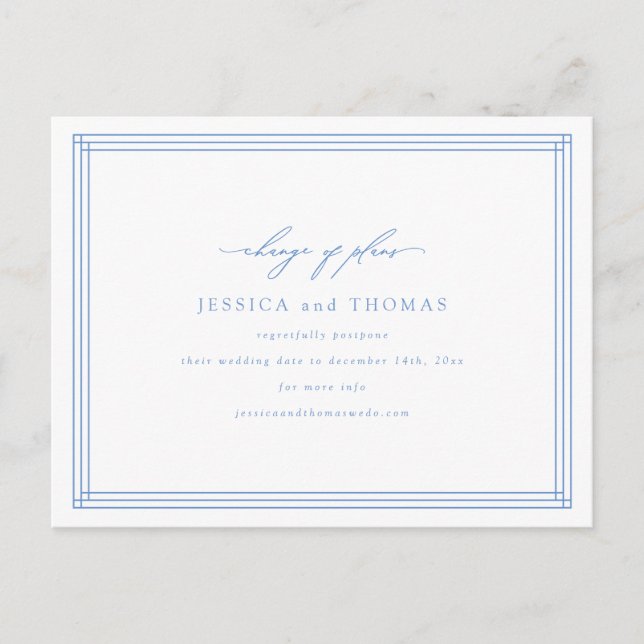 Cartão Postal De Anúncio Mudança de Data de Casamento por Atraso Chic Windo (Frente)