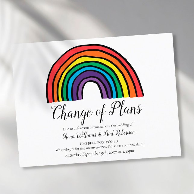 Cartão Postal De Anúncio Mudança de Data de Script Moderno Chuva de Cores A (Criador carregado)