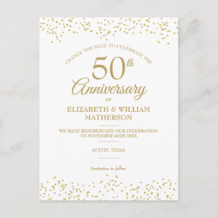 Cartão Postal De Anúncio Mudança de Data do 50º Aniversário de Casamento