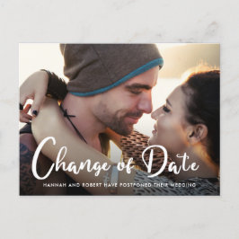 Cartão Postal De Anúncio Mudança de Data do Casamento Fotográfico Adiamento
