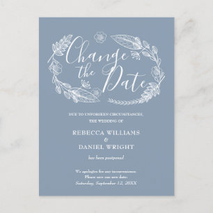 Cartão Postal De Anúncio Mudança de Data Floral Elegante Rústica Adiada