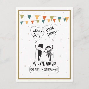 Cartão Postal De Anúncio Mudança de endereço alternativa bonito e engraçada