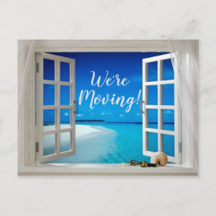 Cartão Postal De Anúncio Mudança de Endereço Casa de Praia Oceano Concha