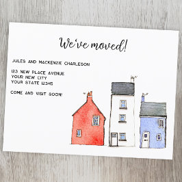 Cartão Postal De Anúncio Mudança de Endereço da Casa em Aquarela