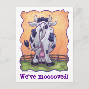 Cartão Postal De Anúncio Mudança de endereço da vaca em forma de corte