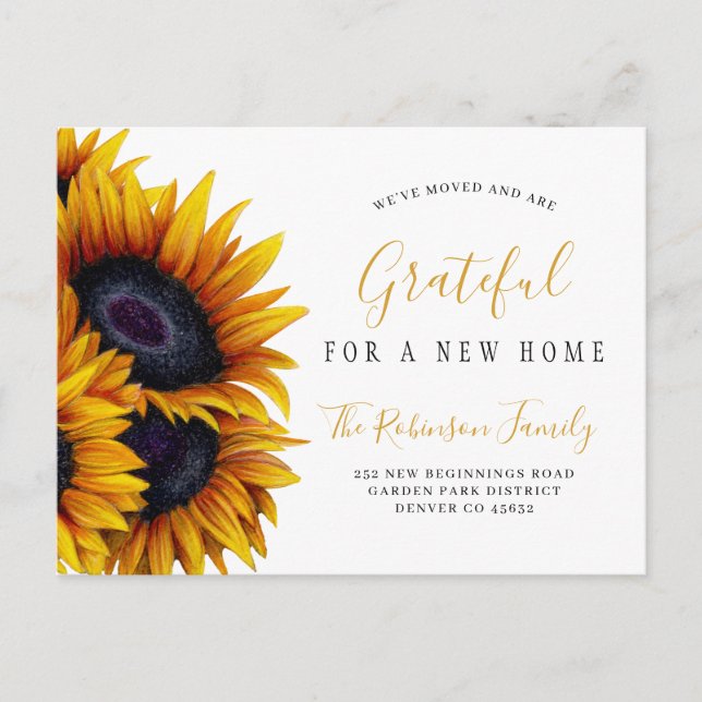 Cartão Postal De Anúncio Mudança de endereço de Ação de Graças em nova casa (Frente)