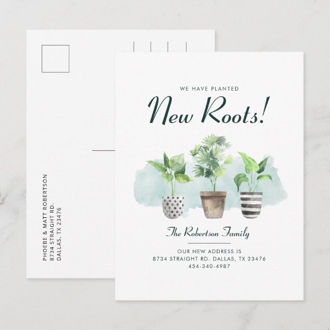 Cartão Postal De Anúncio Mudança de Endereço de Boho Plant (Frente/Verso)